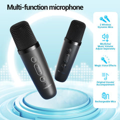 Kinglucky mini karaoke with duet mics for family sing-alongs and coordinated performances