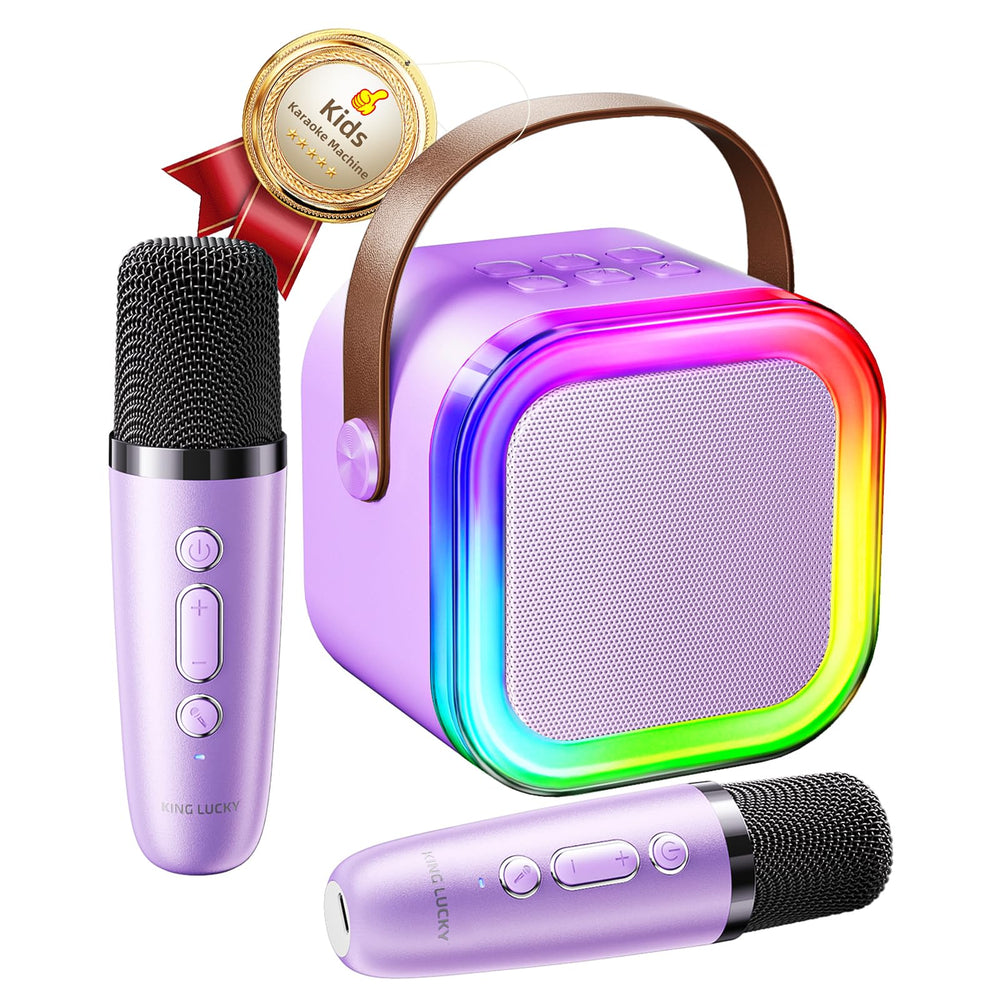 Kinglucky mini karaoke with dual mics for joyful duets and shared stage.