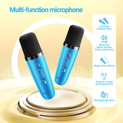 Kinglucky mini karaoke machine set up for a cozy family night