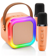Kinglucky mini karaoke machine for kids in orange color, ideal for home fun and birthday performances