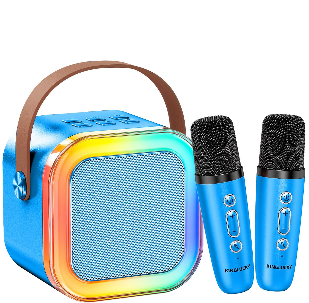 Kinglucky mini karaoke machine with two wireless mics for family sing-alongs