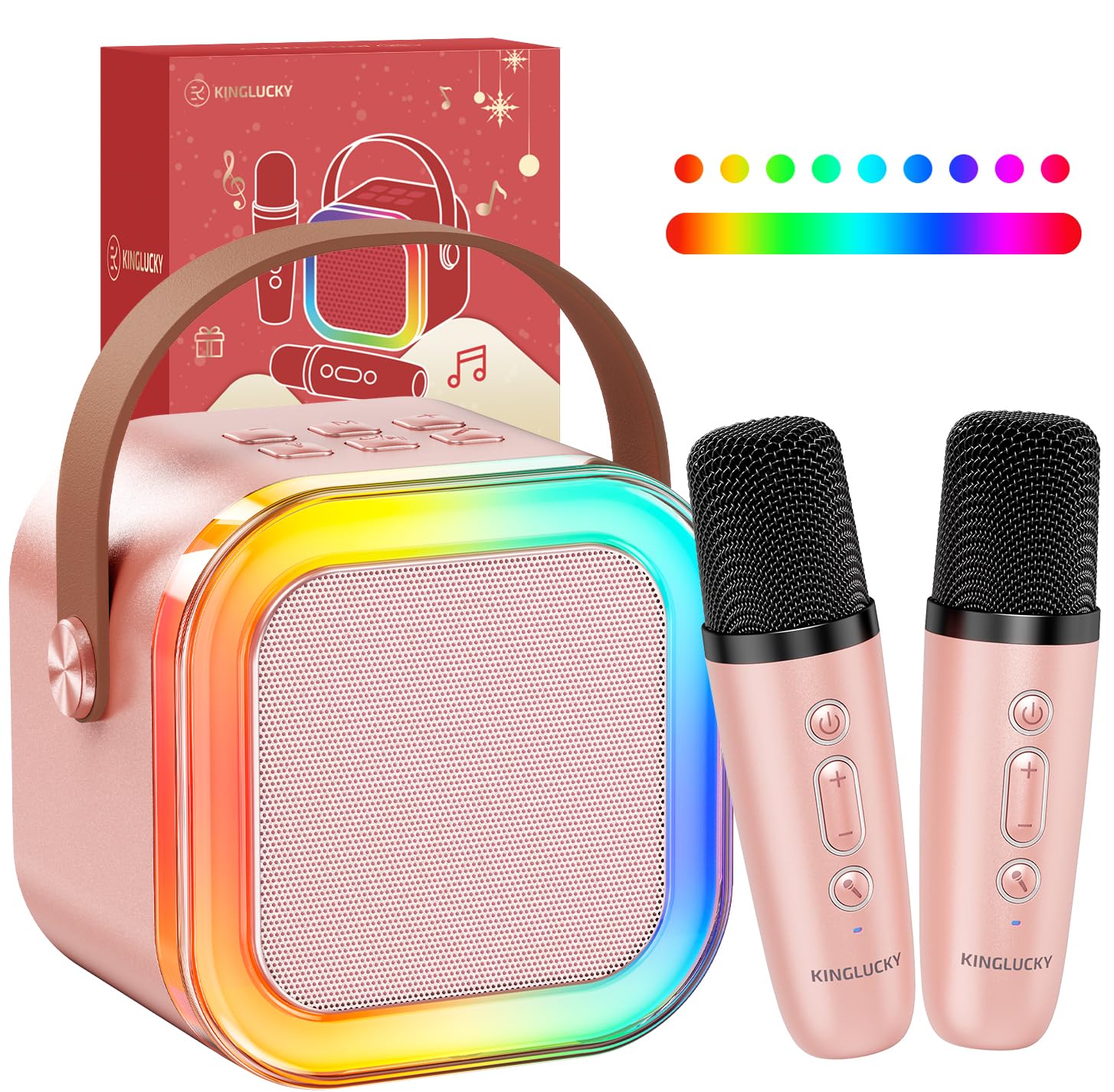 Kinglucky mini karaoke rose gold gift-ready packaging appeals to shoppers.