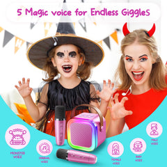 Kinglucky mini karaoke with dual mics for duets and interactive play.