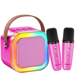 Kinglucky mini karaoke machine rose pink front view for fun family singing.