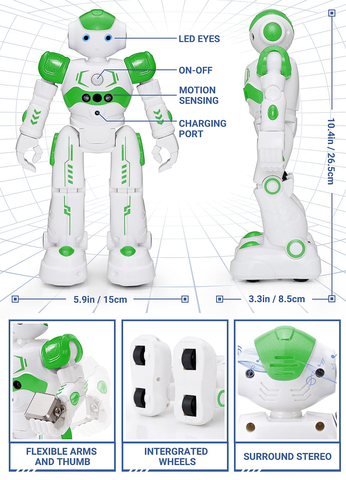 KingsDragon RC robot infrared remote enables precise commands.