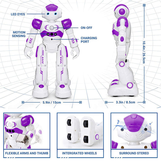 KingsDragon RC robot infrared-remote control in hand for easy control.