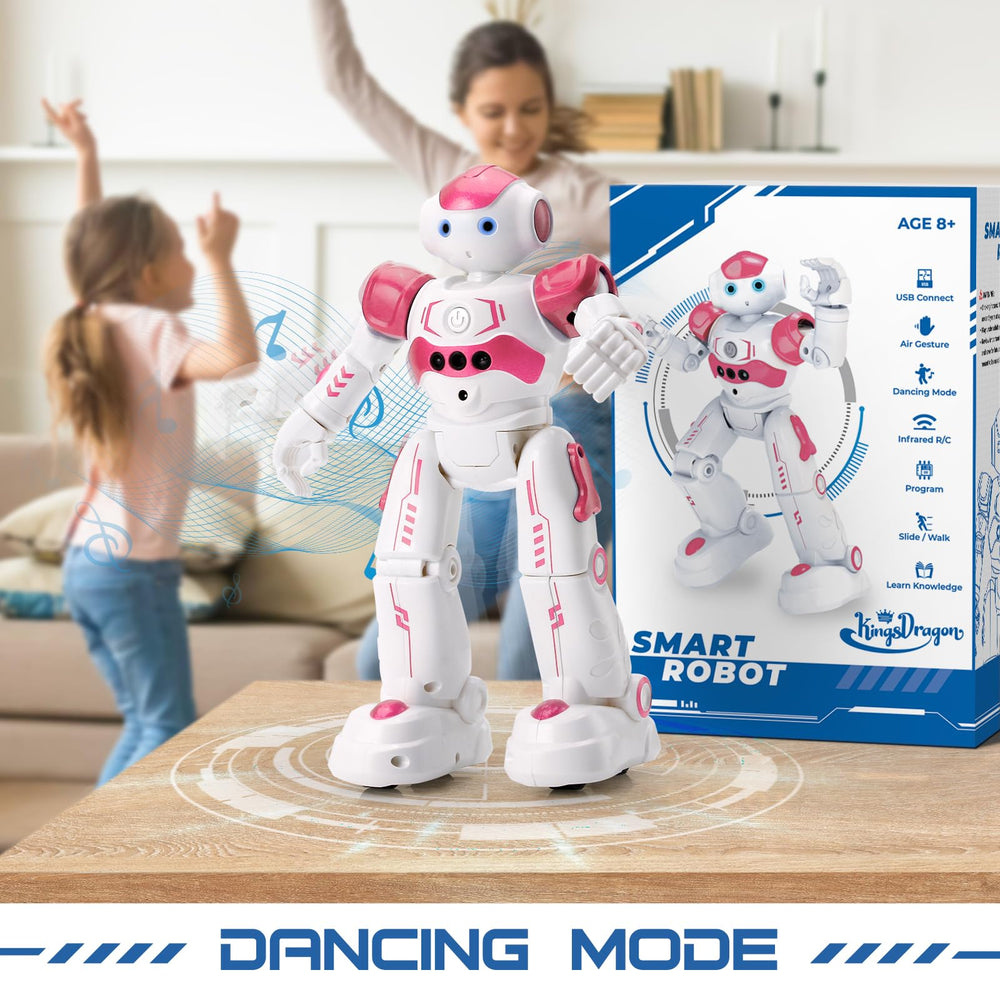 KingsDragon RC robot pink recharge via USB for easy power.
