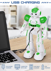 KingsDragon RC robot rechargeable-battery powered by USB for quick charging.