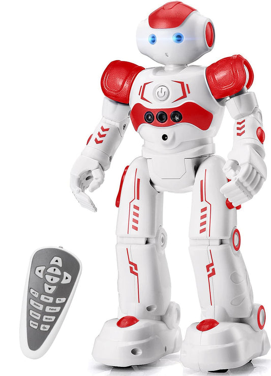 KingsDragon RC Robot in red gesture control ready for hands-on play and learning.