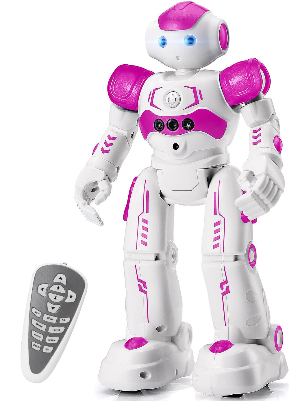 KingsDragon RC robot remote-control in hand for easy playtime.
