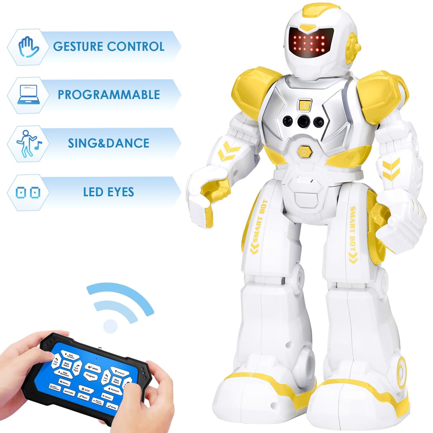 KingsDragon robot eyes LEDs light up during movement for engaging visual feedback.