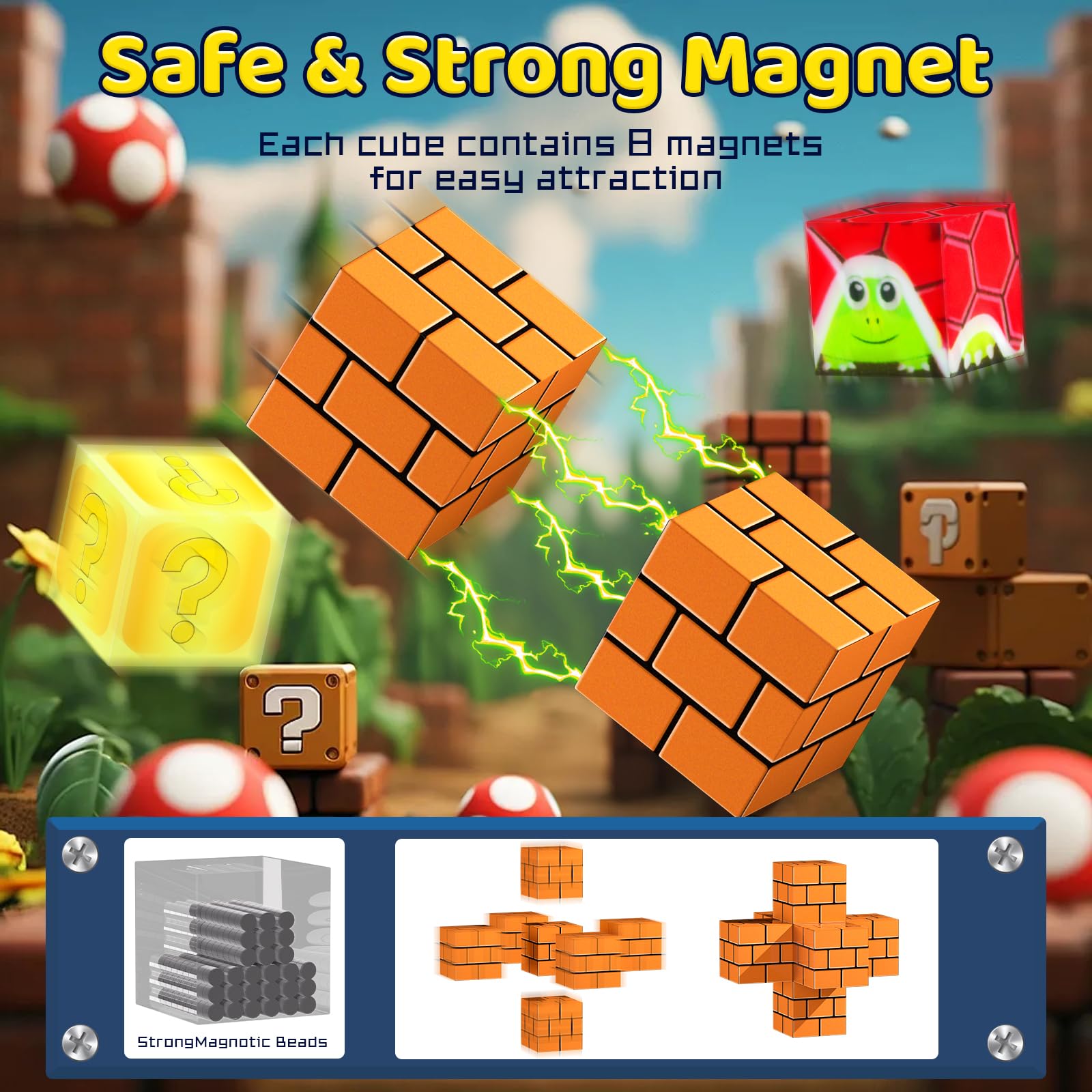 Kinhzrude magnet tiles cubes—durable magnets for stable builds.