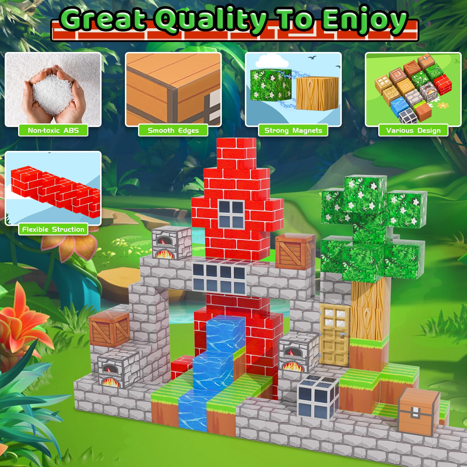 Kinhzrude Magnetic Blocks safe ABS plastic for durable playtime.