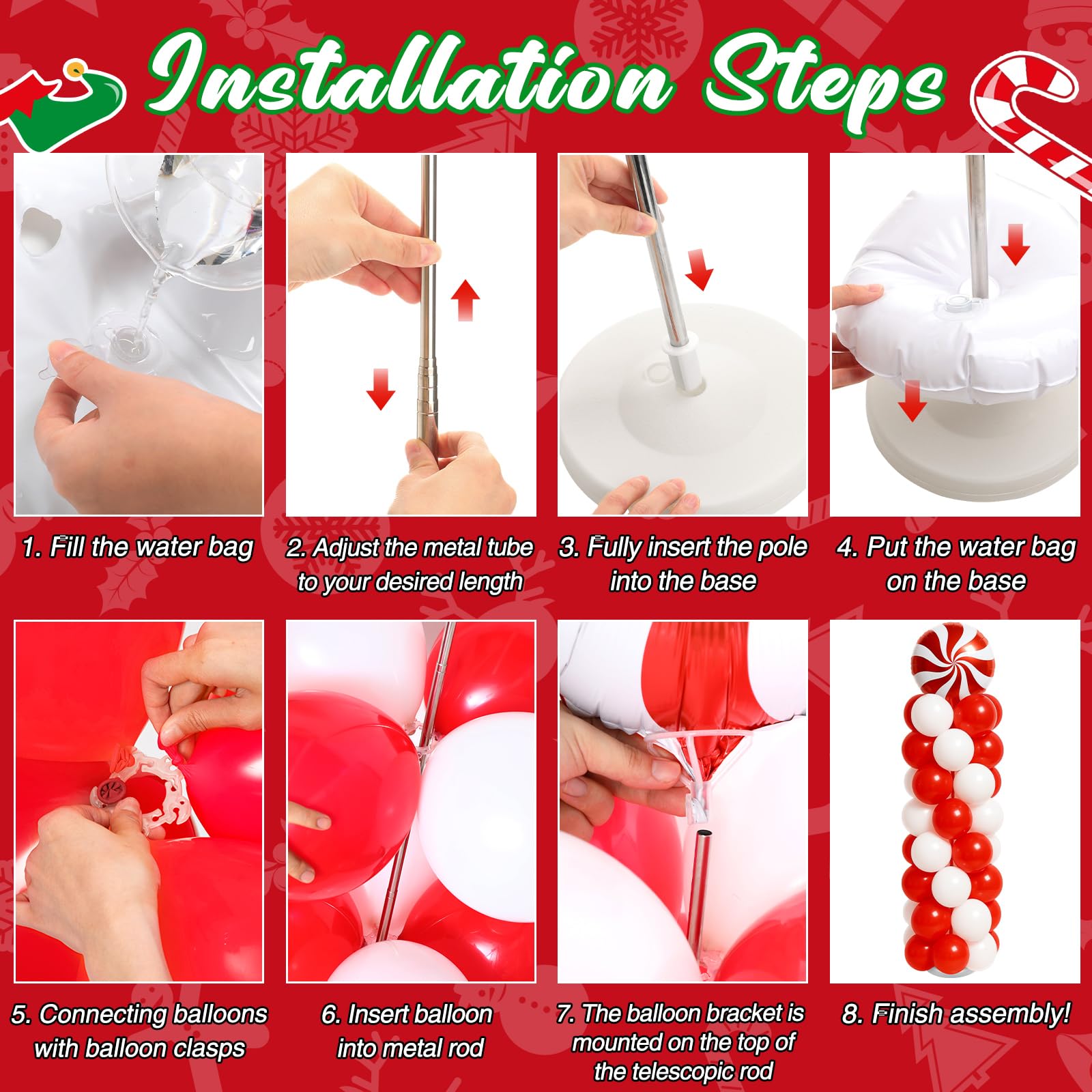 Kinlop balloon clips secure balloons for a neat, long-lasting display.