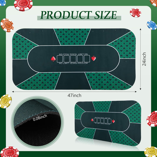 Kinlop poker mat with non-slip bottom keeps the table stable during play.