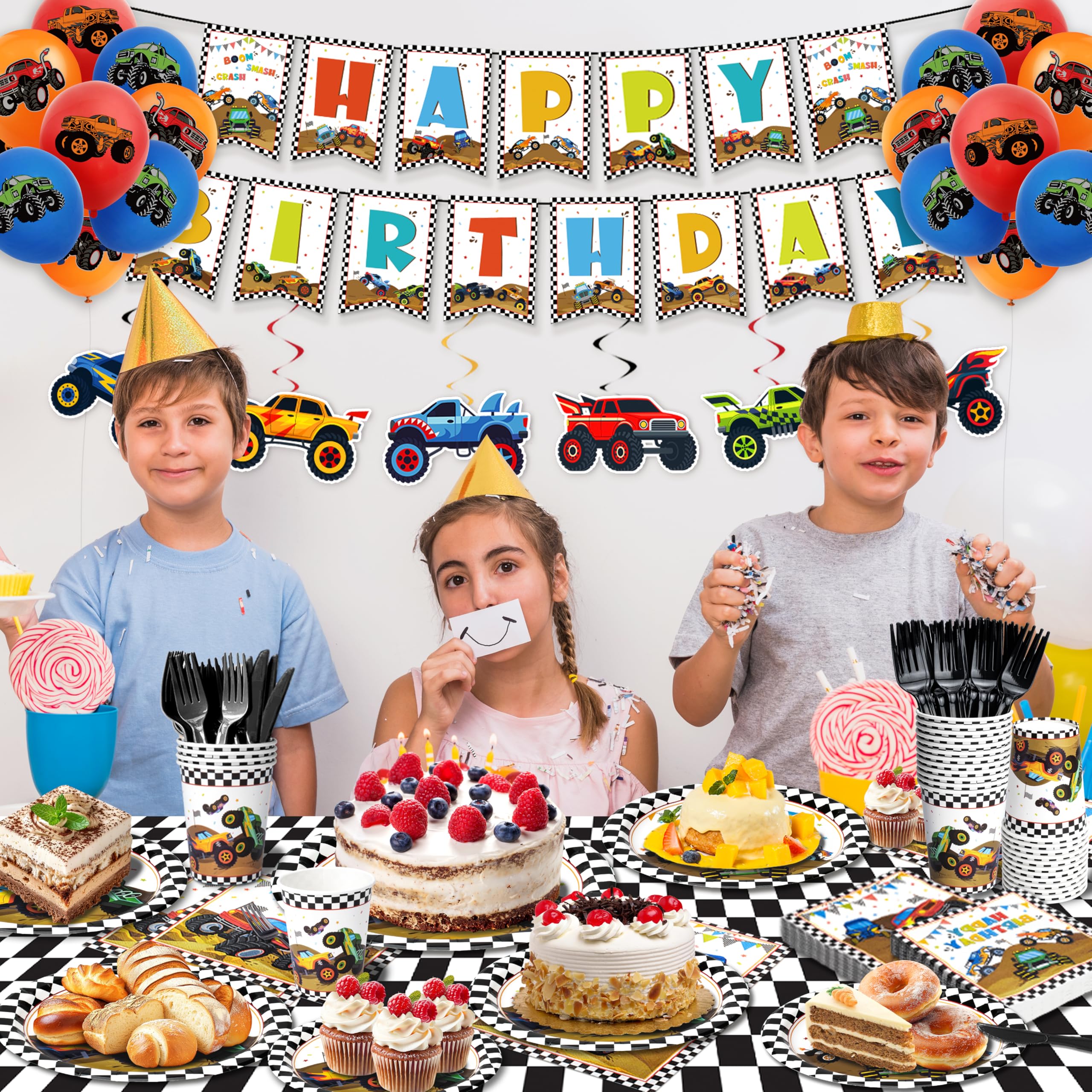 Kinovo Monster Truck balloons add vibrant color and festive flair.