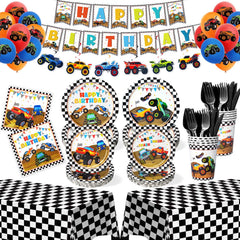 Kinovo Monster Truck banner brightens the party entrance, signaling a fun theme.