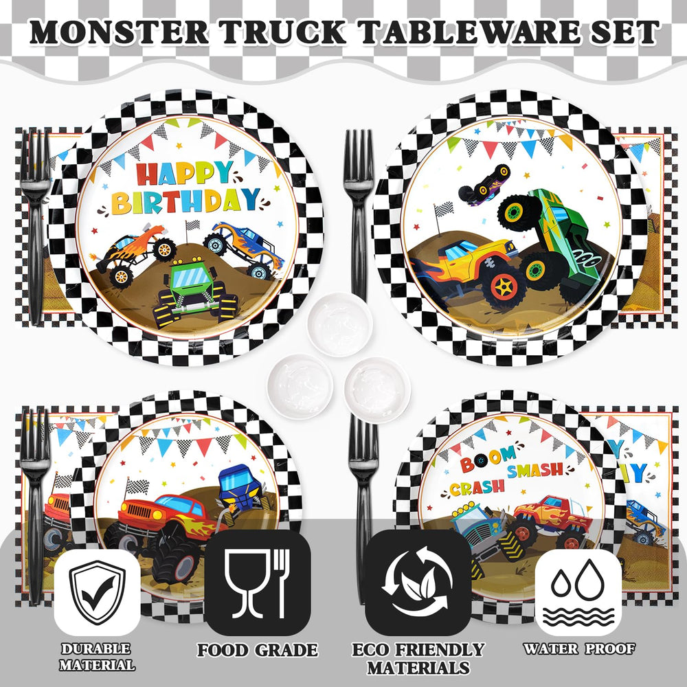 Kinovo Monster Truck napkins absorb spills and celebrate the theme.