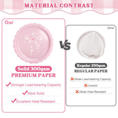 Kinovo pink bow cups for quick serving and cleanup.