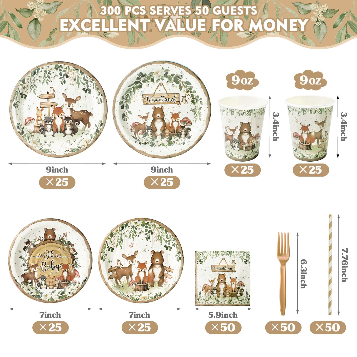 Kinovo woodland napkins soft texture for quick cleanups