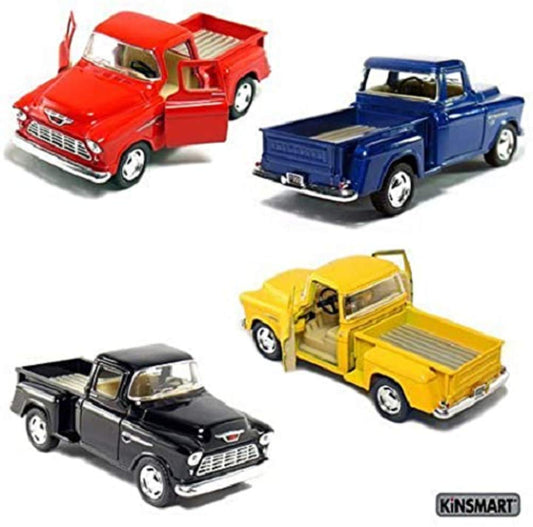 KiNSMART 1955 Chevrolet Stepside pickup die-cast model with opening doors, ideal for display