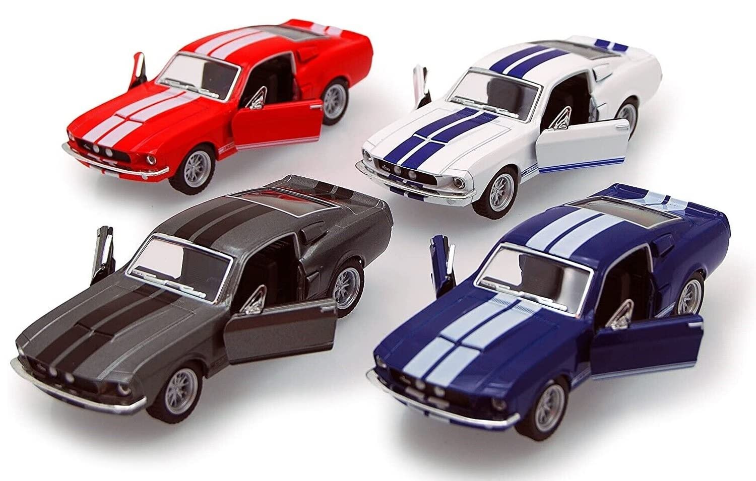 KiNSMART 1967 Shelby Mustang GT500 side view; detailed scale model for display and collection.