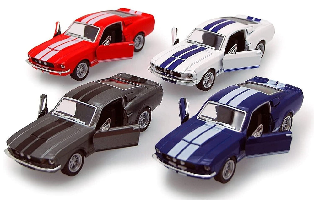 KiNSMART 1967 Shelby Mustang GT500 side view; detailed scale model for display and collection.
