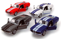 KiNSMART 1967 Shelby Mustang GT500 side view; detailed scale model for display and collection.