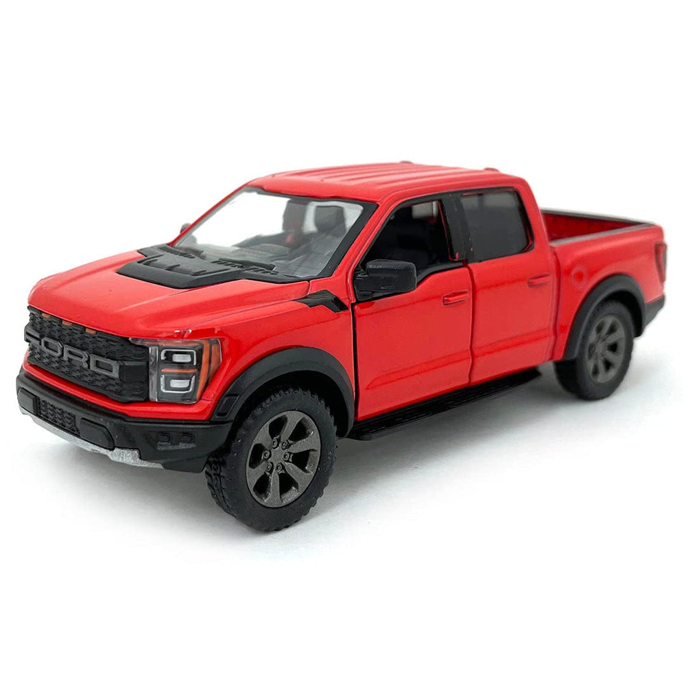 KiNSMART Ford F-150 Raptor blue 5in die-cast model for shelf display and collection