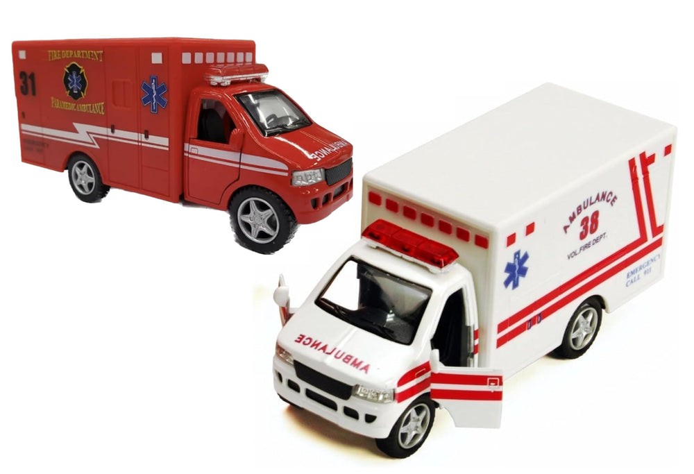 KiNSMART Rescue Team Ambulance, 5-inch die-cast with opening doors for imaginative play.