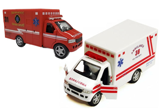KiNSMART Rescue Team Ambulance, 5-inch die-cast with opening doors for imaginative play.