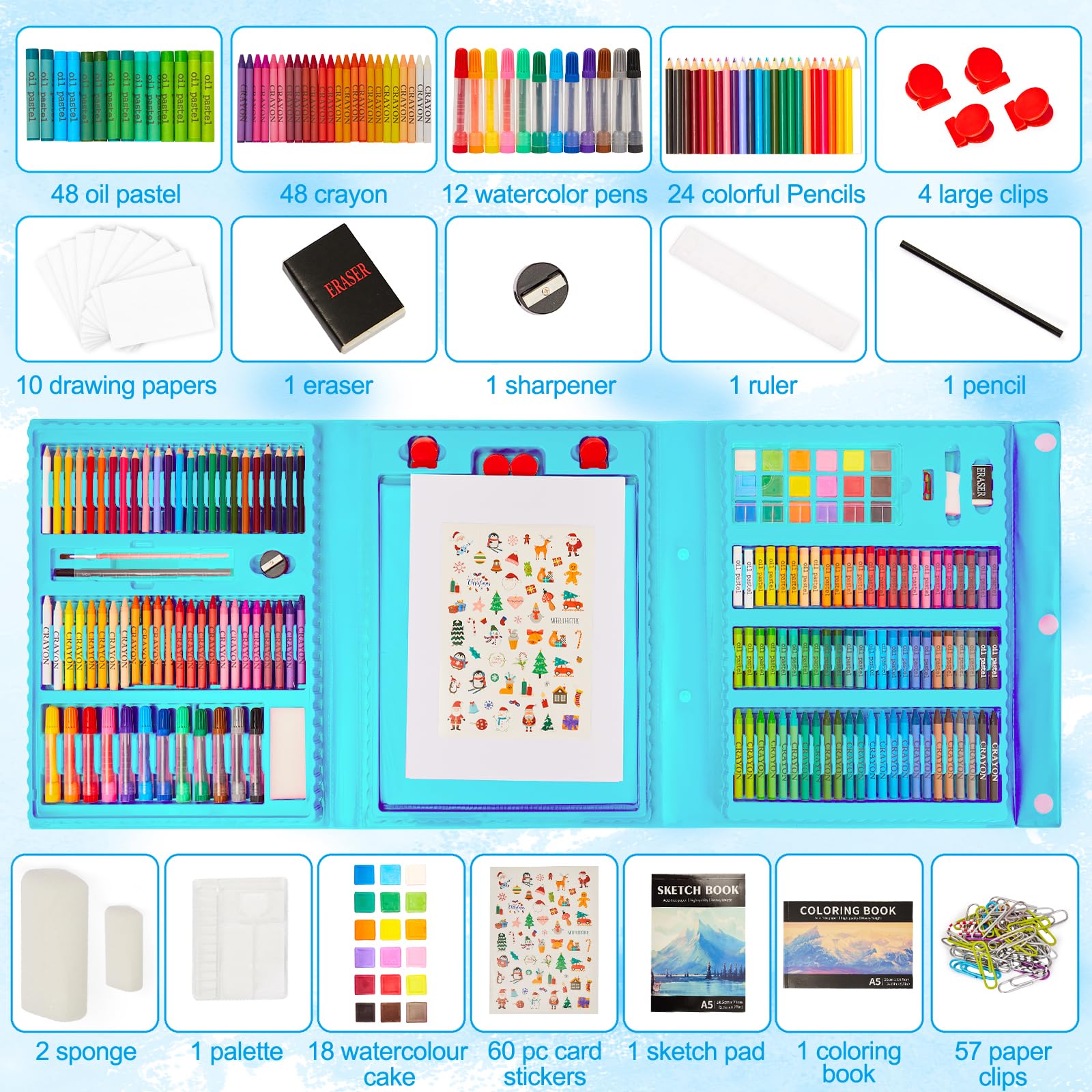 KINSPORY Art Kit double-side easel unfolds for easy drawing sessions