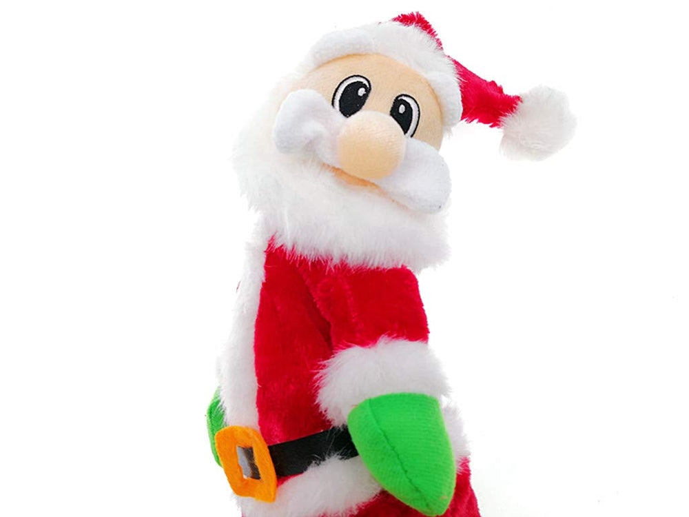 Kinteshun Santa doll battery compartment for easy setup with 3 AA batteries.