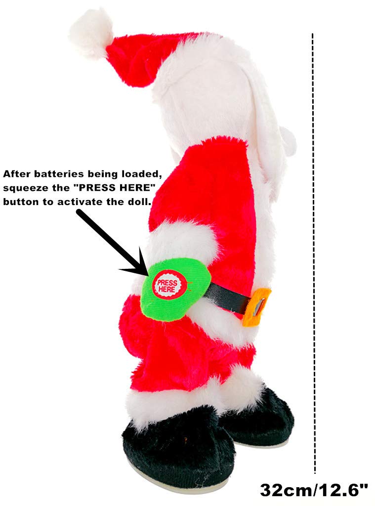 Kinteshun Twerking Santa doll dimensions 15.5 x 10 x 32 cm for compact display.
