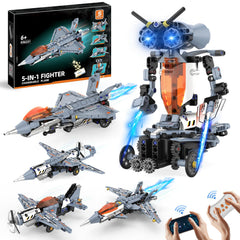 Kiothdre 5-in-1 fighter robot building kit for creative engineering play
