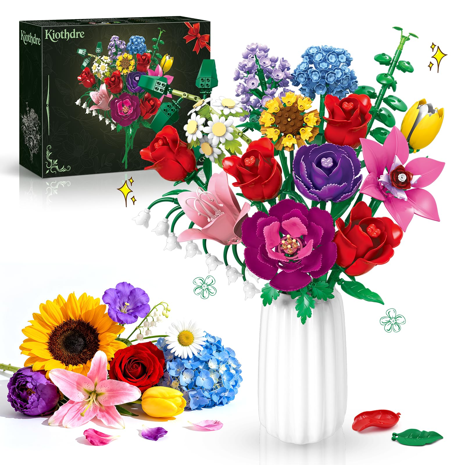 kiothdre rose bouquet stem close-up, showcasing vivid color for living room decor.