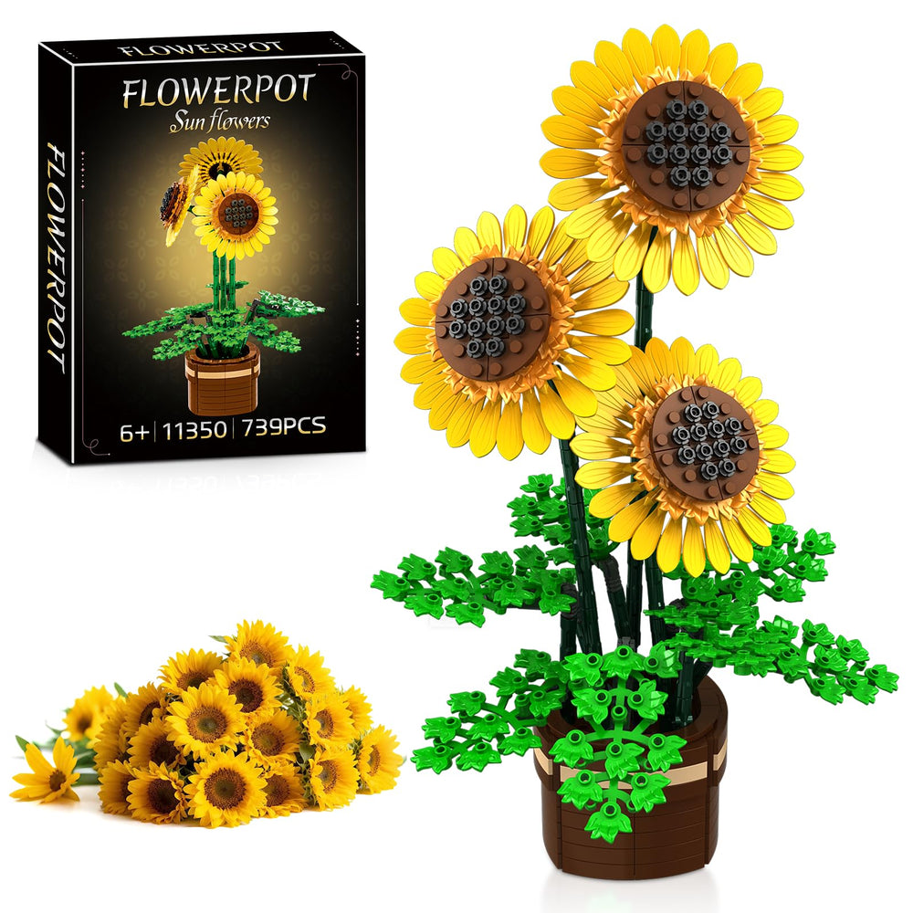 kiothdre sunflower-building-set-vase: vibrant display piece for desks and living spaces.