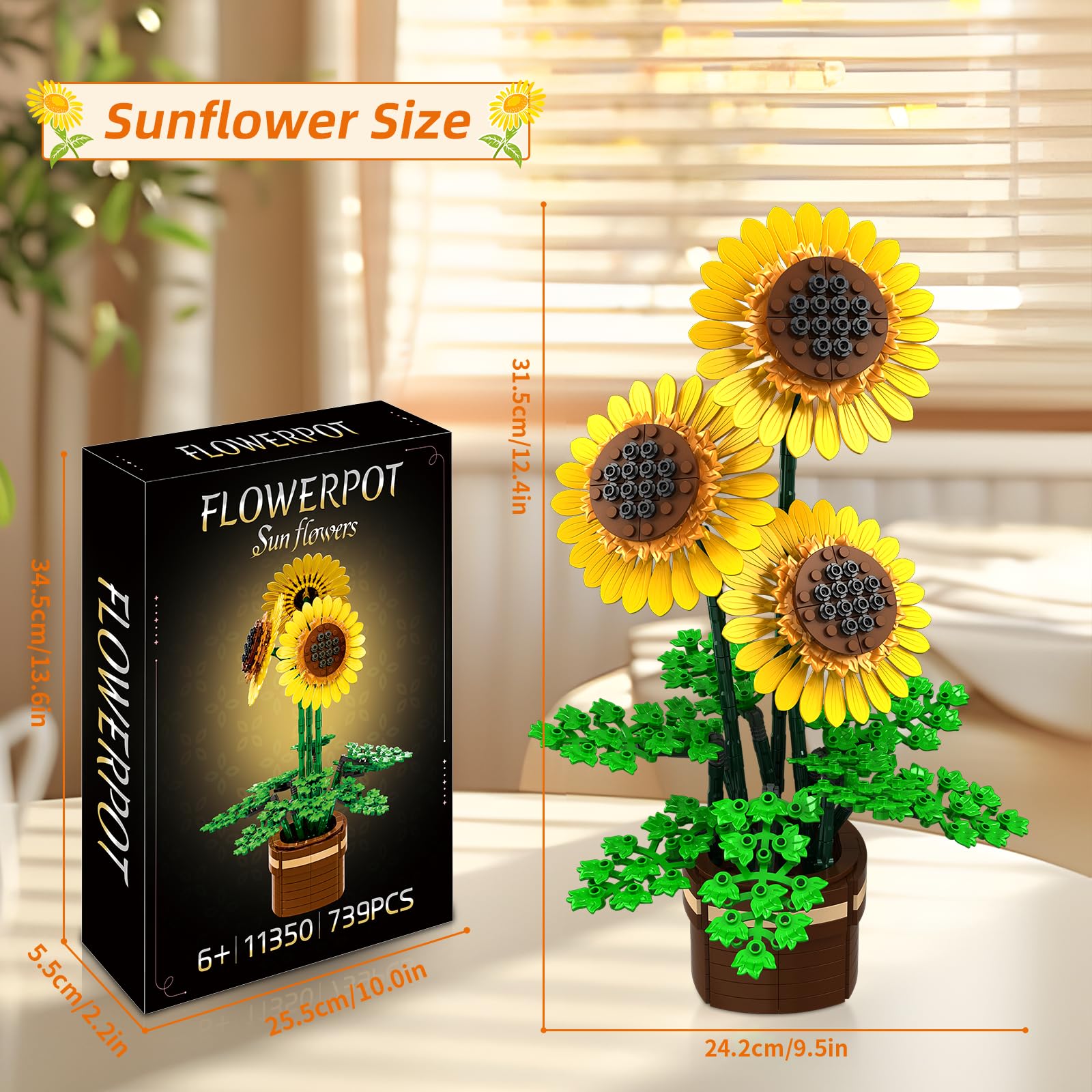 kiothdre sunflower-home-decor-display: elegant decor that stays pristine without care.