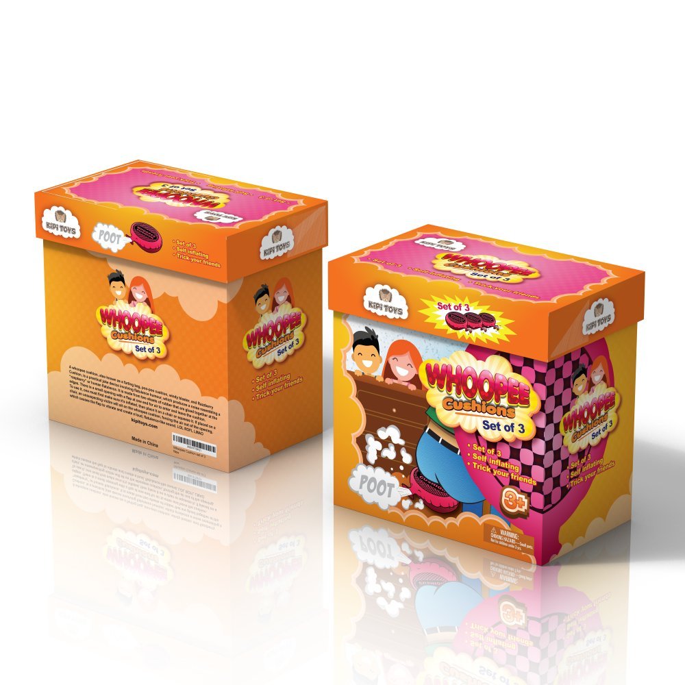 Kipi Toys gift-ready prank box featuring 3 loud cushions