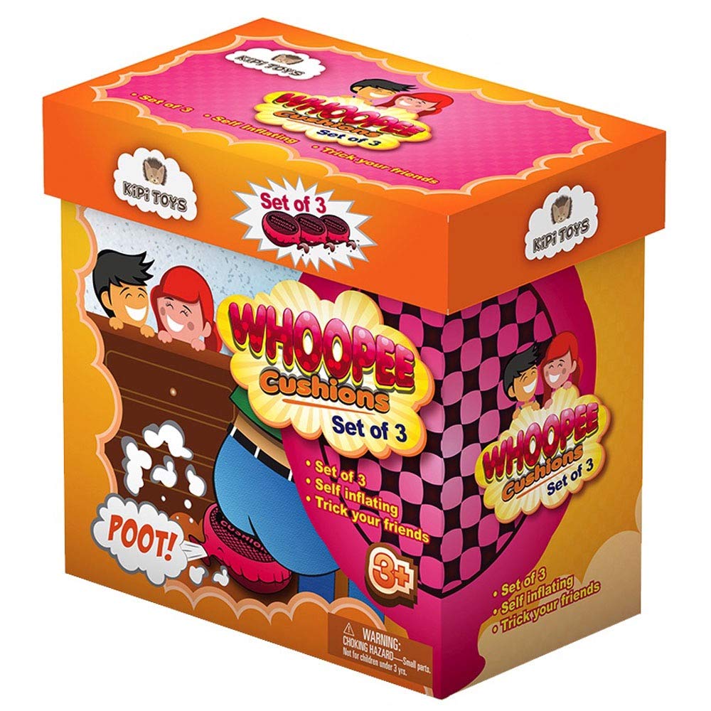 Kipi Toys whoopee cushion set of 3 self-inflating for instant laughs at parties