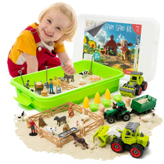 KipiPol farm sensory bin with lid for mess-free toddler play and imaginative farming.