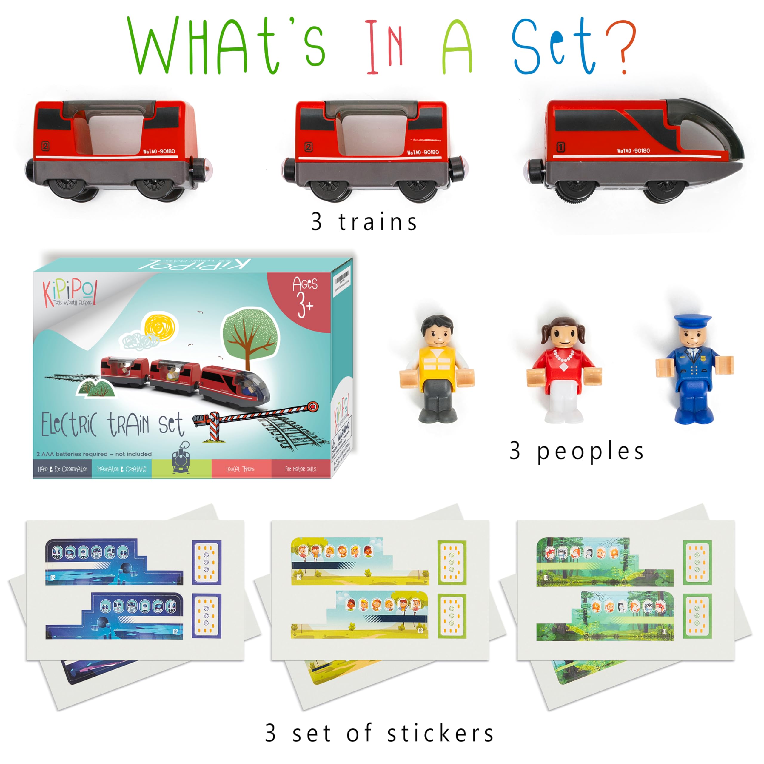 KipiPol locomotive with forward, stop, and reverse buttons for dynamic storytelling.