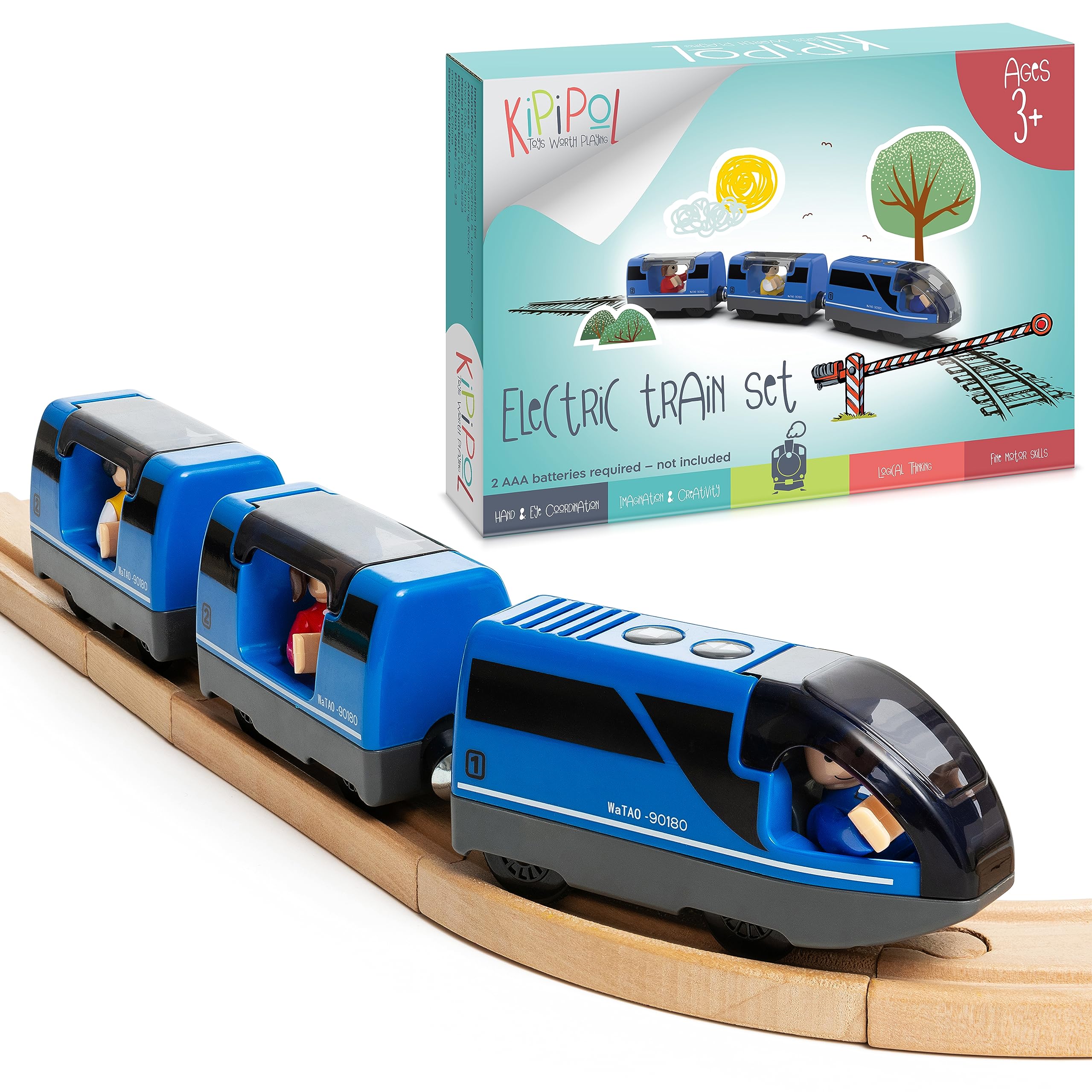 KipiPol locomotive front view for immersive imaginative play and realistic train action.