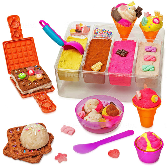 Kipipol Sensory Bin ice cream sand kit contents for imaginative play.