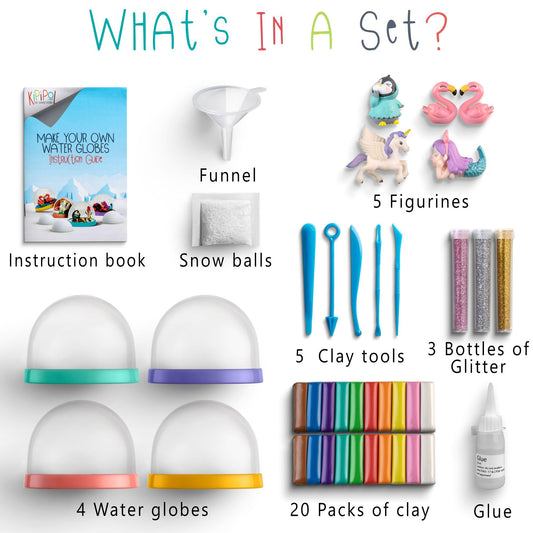 Kipipol snow globe kit contents arranged for quick start.