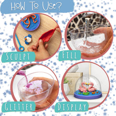 Kipipol soft clay packs for snow globes, kid-friendly and easy to mold.