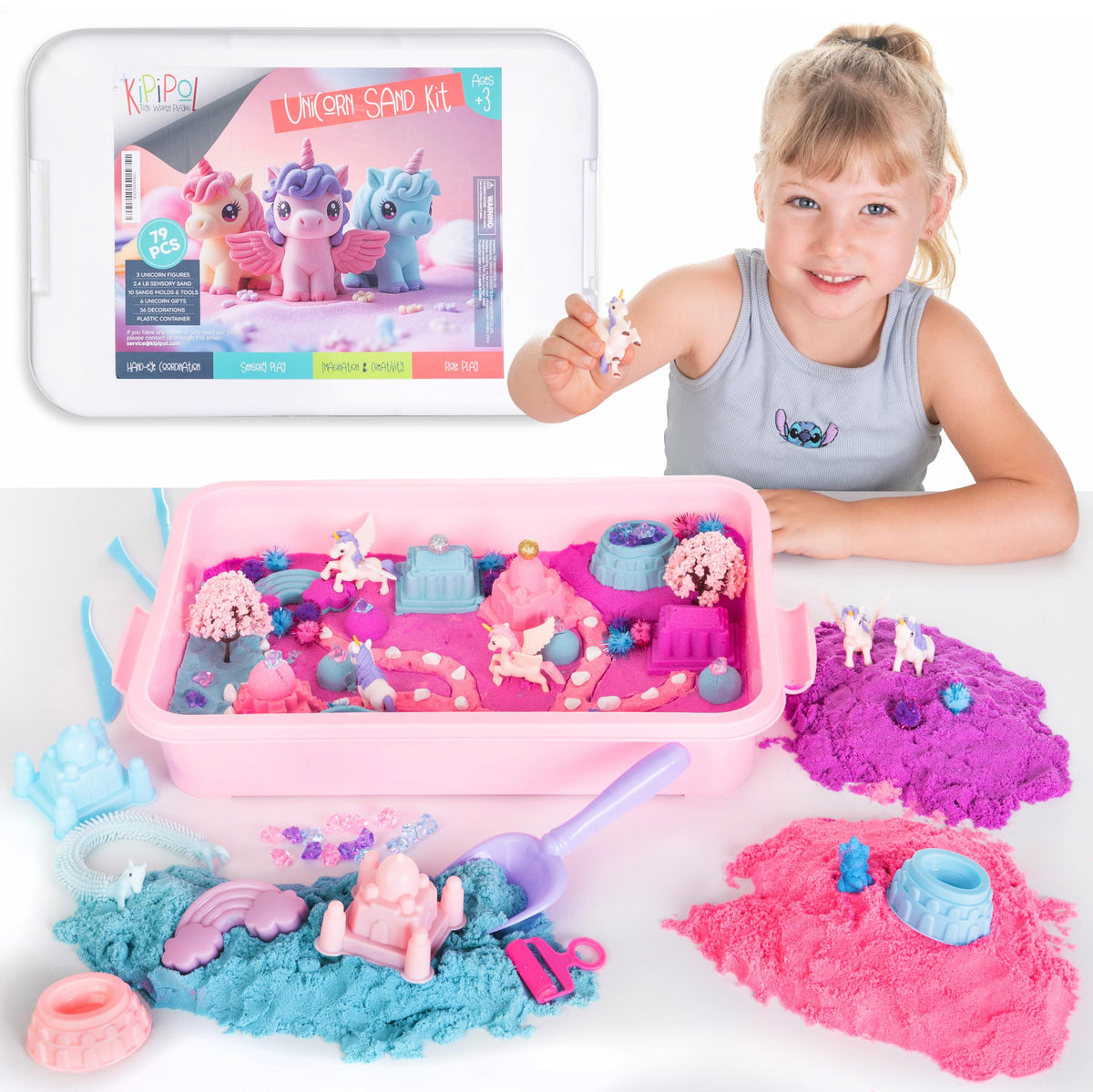 Kipipol Unicorn Sensory Bin Box for organized, mess-free play and imagination.