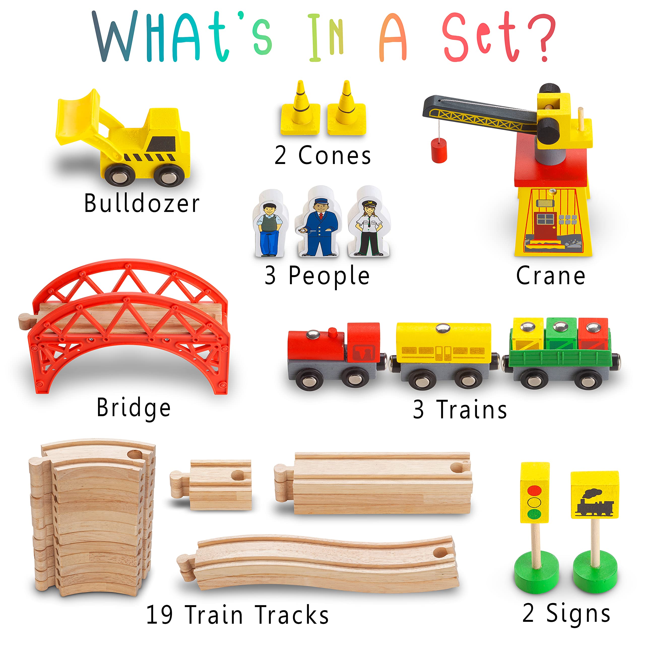 Kipipol wooden train tracks with 19 pieces provide versatile layout options