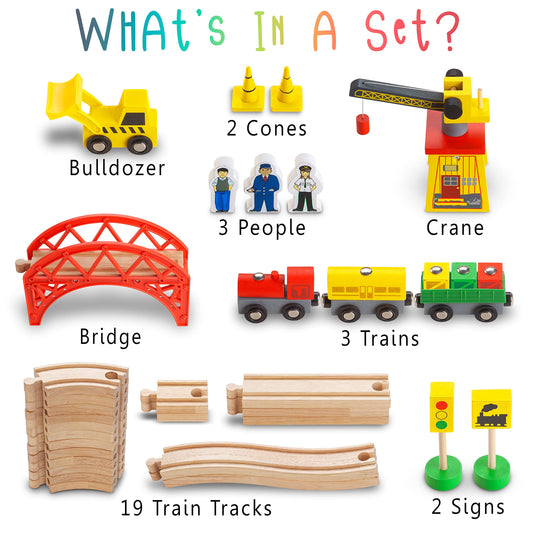 Kipipol wooden train tracks with 19 pieces provide versatile layout options