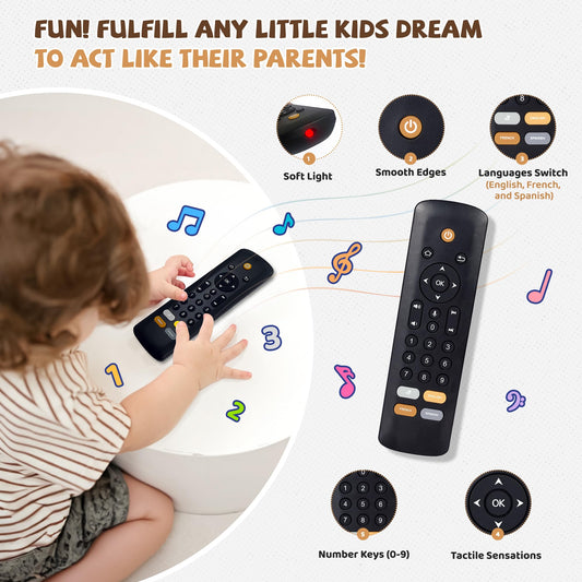 KIRALUMI remote shows three languages to support early multilingual exposure